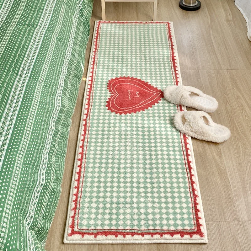 

Soft Imitation Cashmere Carpet Bedroom Bedside Rug Bathroom Absorbent Non-Slip Rugs Heart Print Floor Mat Living Room Door Mats