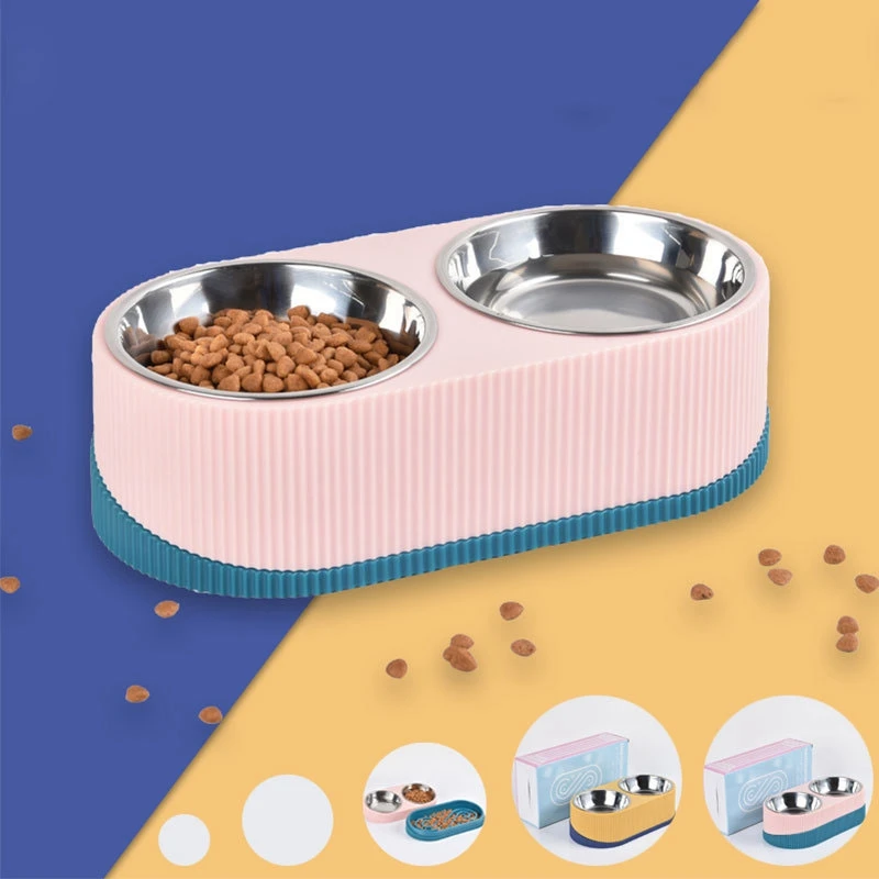 

Pet Double Height Bowl Cats Dogs Feeder Drinker Pet Cat Double Bowls Water Bowl Dish Elevated Feeding Food Feeders Pet Supplies