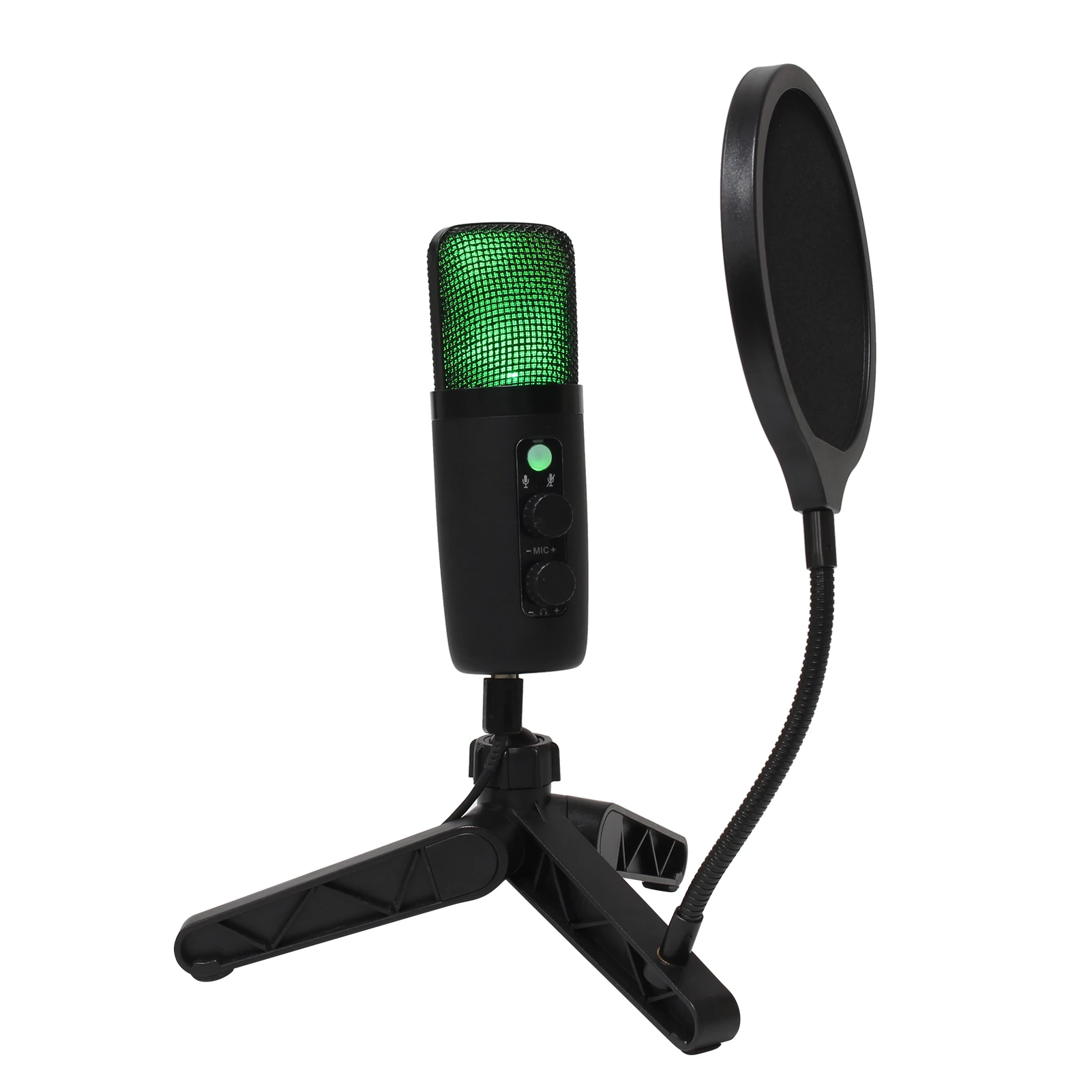 

Микрофон Настольный кардиоидный конденсаторный с RGB-подсветкой