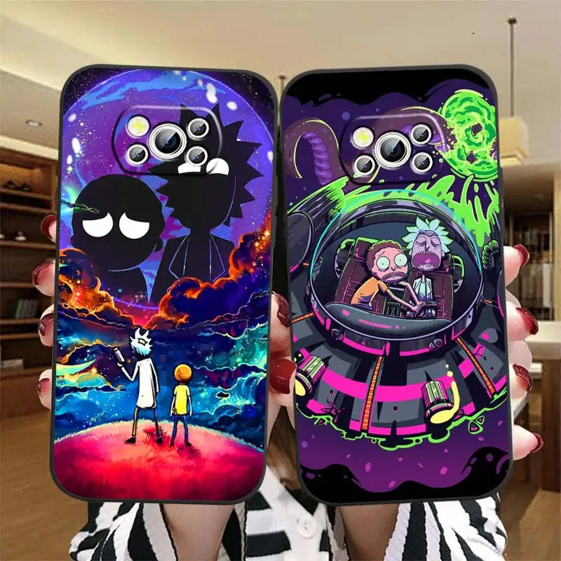 

Ricks Morts Anime Cartoon Phone Case For Xiaomi Mi Poco X5 X4 X3 NFC F5 F4 F3 GT M5 M5s M4 M3 Pro C50 C40 5G Black Cover