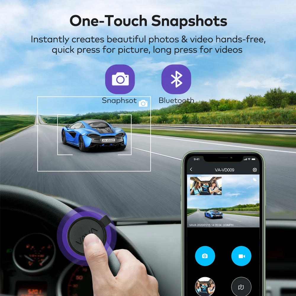 VAVA VD009 Dual Das Cam 2K front 1080P Автомобильный видеорегистратор с кабиной GPS и WIFI 360 градусов