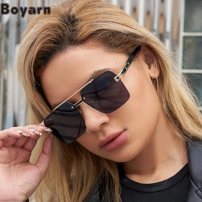 

Boyarn Steampunk Large Frame Sunglasses Men's 2022 New Fashion Double Beam Frameless Sunglasses Women Sunglasses Eyewear