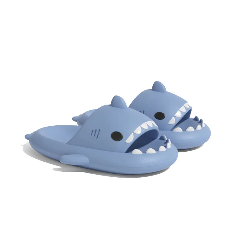 Comwarm Lovely Shark Slippers For Women Men Outdoor Fashion Shark Beach Slides Bathroom Non-slip Thick Sandals Home Couple Shoes