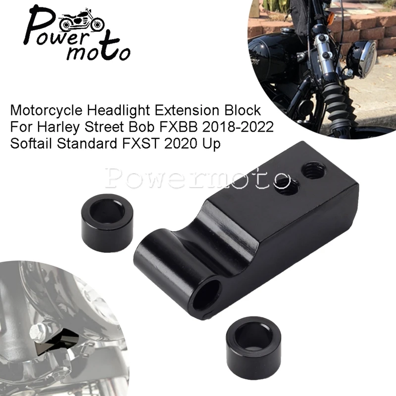 Черный кронштейн для крепления фар на мотоцикле Harley FXBB Street Bob 2018-up FXST Softail 2020-23