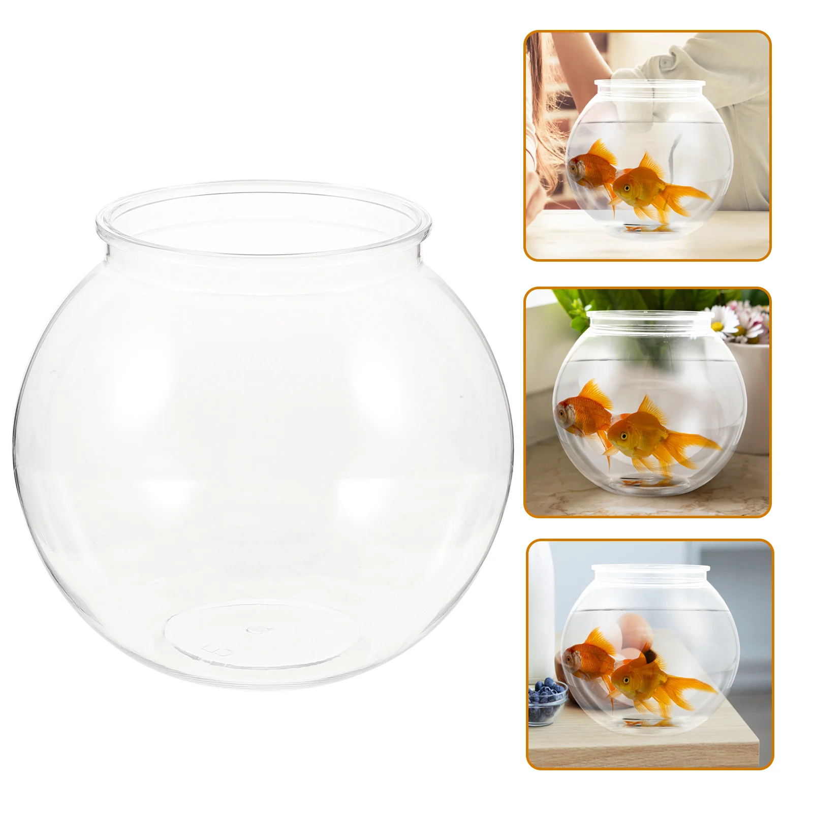 

Small Fish Tank Home Round Plastic Terrarium Glass Vase Globe Ecological Container Transparent Bowl Ornaments Desktop