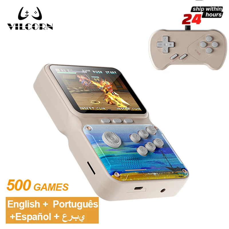 

VILCORN 3.0 Inch Anti-blue LCD Light Portable 2 Player Handheld Video Game Console For FC Retro 500 Games