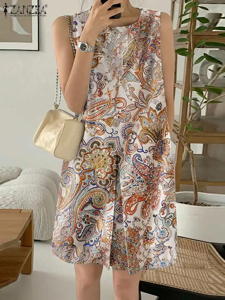 Женское платье ZANZEA богемный принт