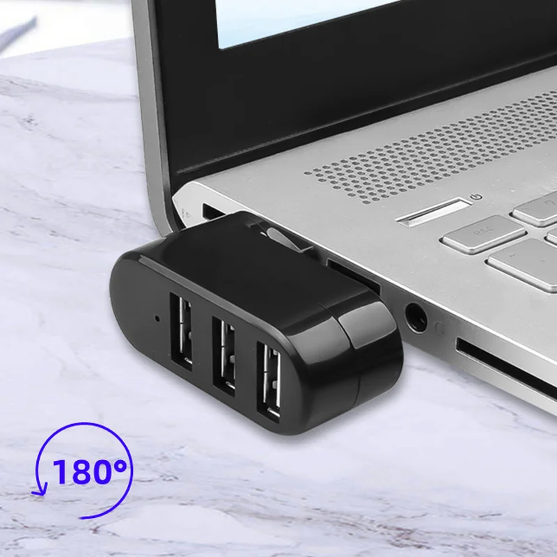 

Universal 3 Ports USB 2.0 180 Degree Rotatable Splitter Adapter Hub OTG Data Transfer For PC Laptop MacBook Pro Air USB Hubs