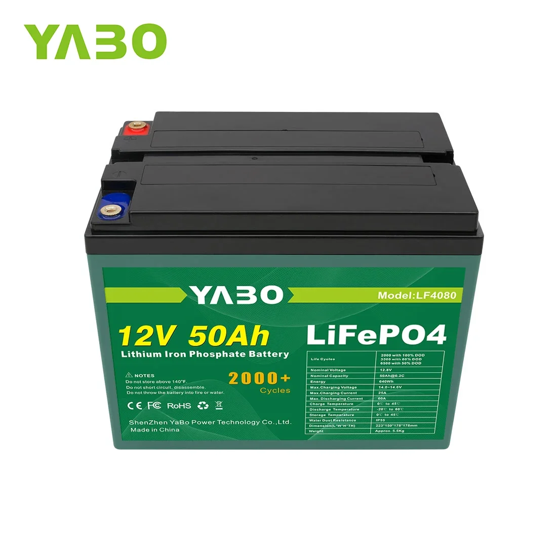 Стандартный терминал M6 литий-ионный аккумулятор глубокого цикла LiFePO4 класс A