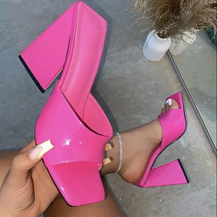 

Big Size Low Peep Toe Female Shoes Rubber Flip Flops Slippers Heels Slides Beige Heeled Sandals 2022 Hawaiian High Square Black
