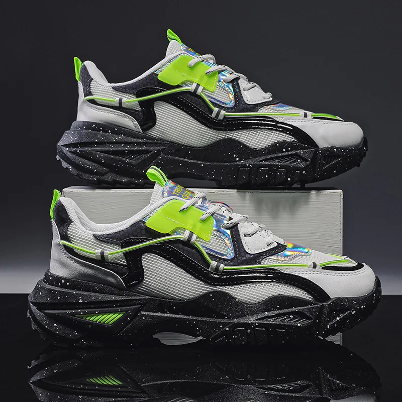 

2022 New Men's Shoes Summer Mesh Youth Sports Breathable Mesh Shoes Running Casual Daddy Shoes Height-enhancing Casual Sneakers