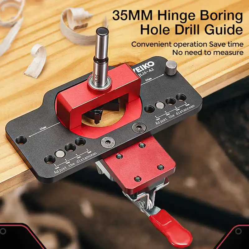 35MM Aluminum Alloy Hinge Boring Hole Drill Guide Hinge Jig with Clamp For Woodworking Cabinet Door Installation Woodwork Tools