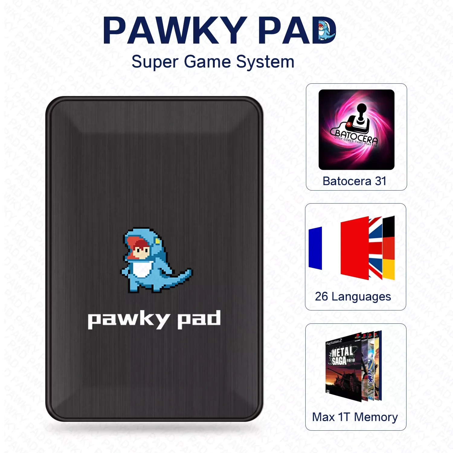 2T HDD Pawky Pad Retro Video Game 4K 3D Portable External Game Console for G Cube/Saturn/PS2/N64 60000+ Games for Windows PC