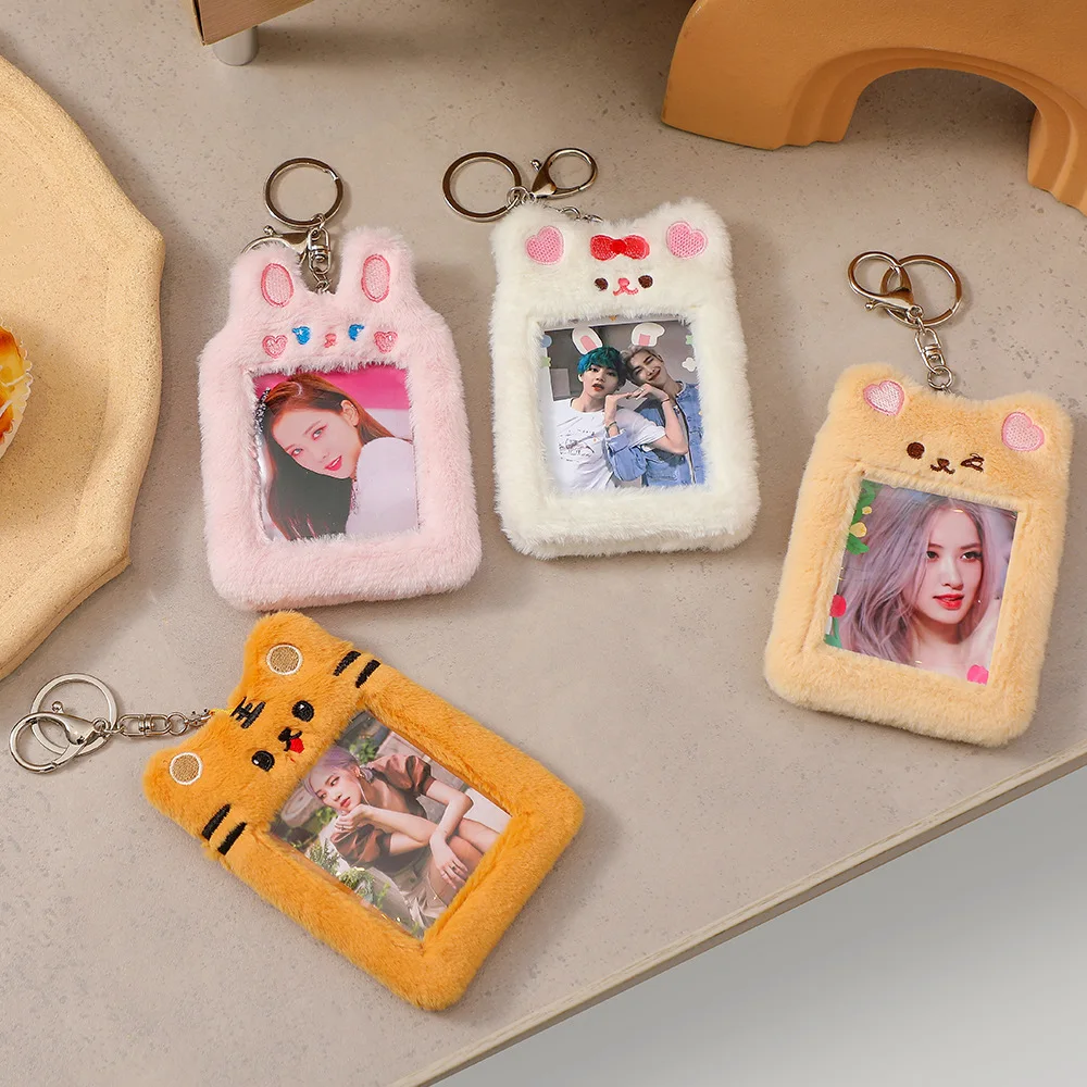 

MINKYS New Arrival Kawaii Rabbit Bear Plush Photocard Collect Holder Credit ID Bank Card Photo Bus Card Protective Case