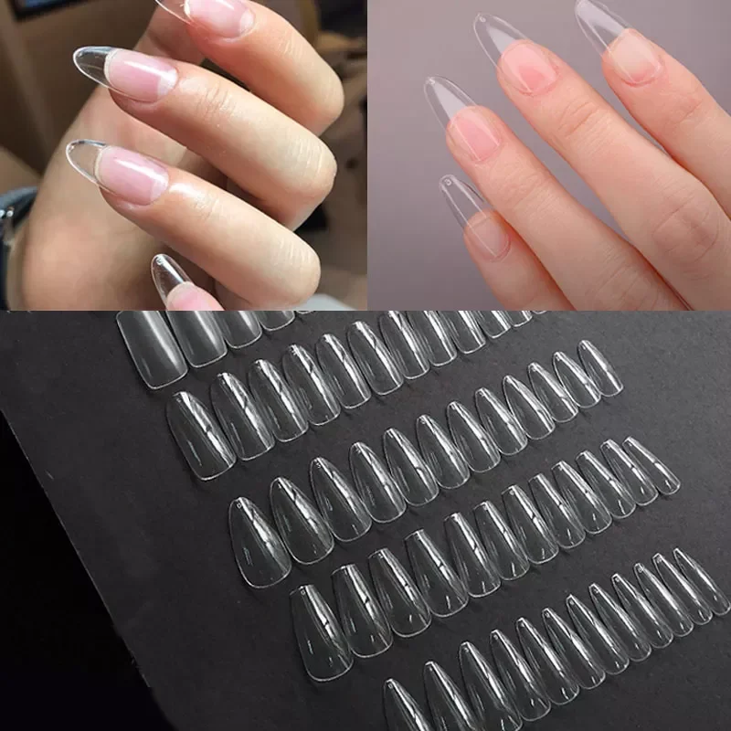 

120pcs/box Instant Soft Gel Nail Tips Sculpted Coffin Stiletto Full Cover Press On Nail Tips Soak Off Salon Custom Nails