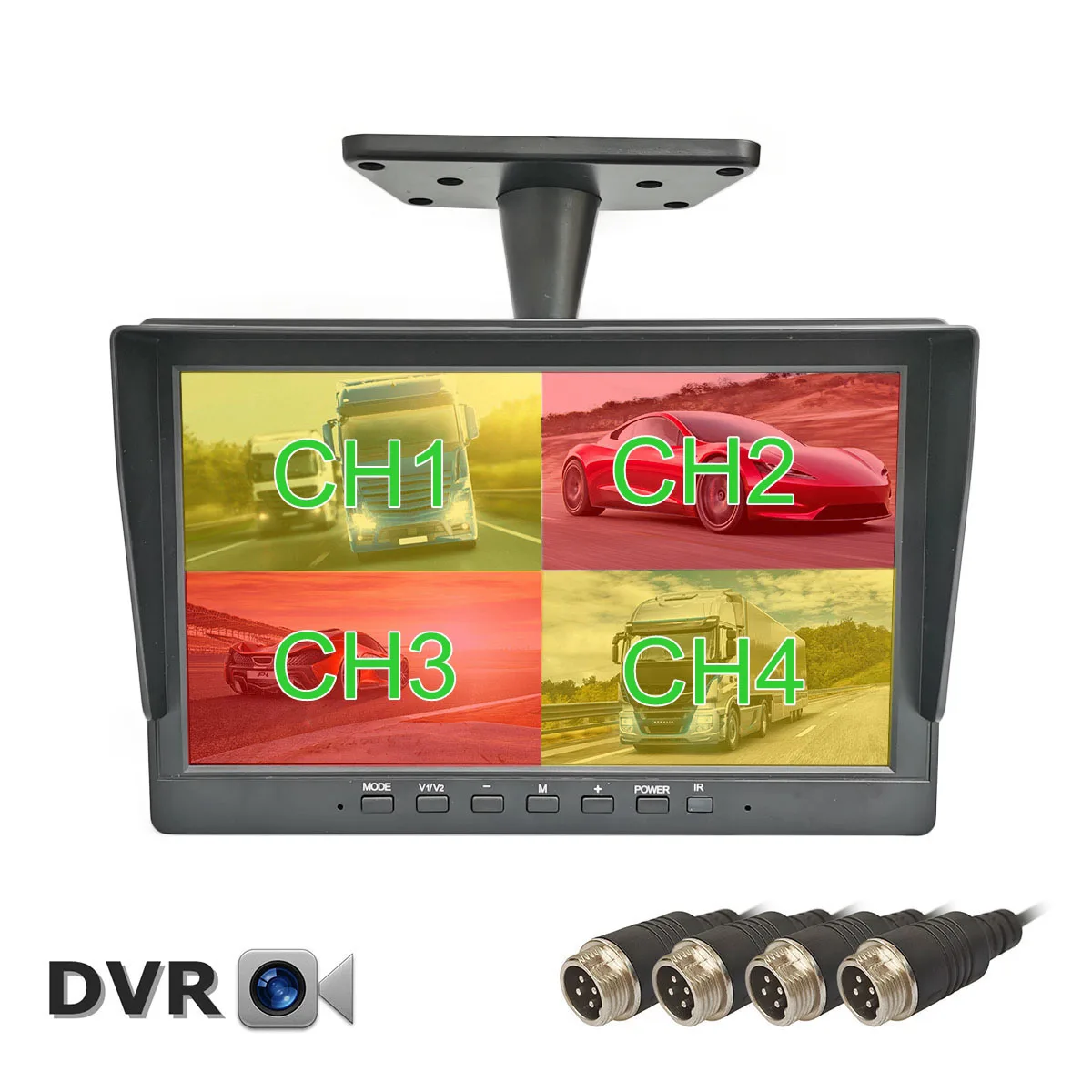 

DIYKIT 1024*800 AHD 10,1 дюйма, 4 раздельных четырехэкрана, быстрая поддержка 4x960P, AHD-камера с SD-картой, видеозапись