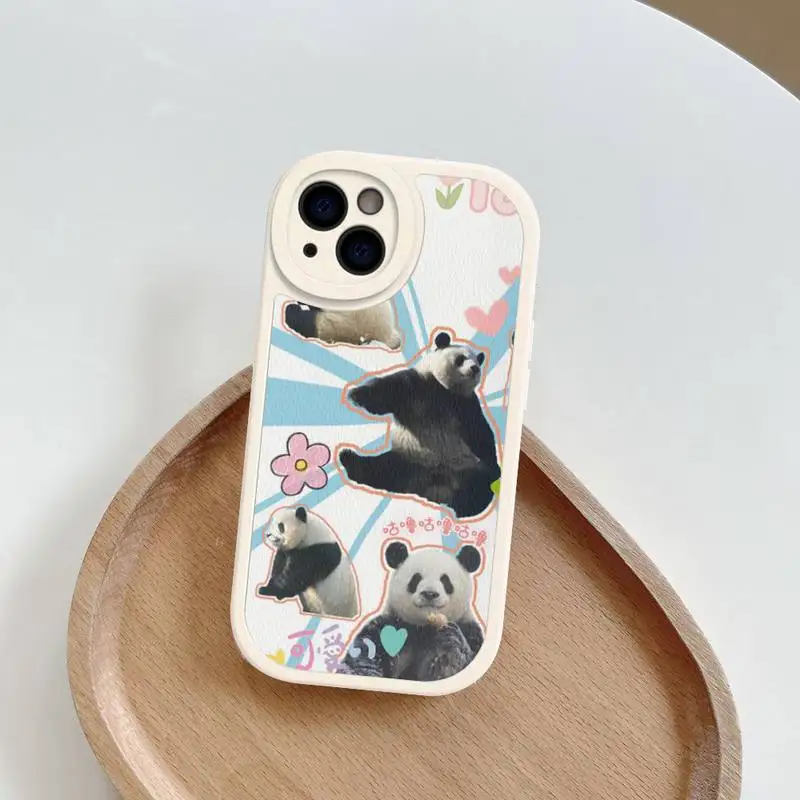 Fun Panda Phone Case Hard Leather For iPhone 14 13 12 Mini 11 14 Pro Max Xs X Xr 7 8 Plus