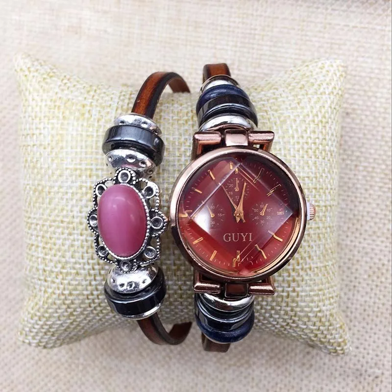 Turquoise Quartz Watch, Butterfly Opal Multilayer Braid Handmade Pure Leather, Alternative Fashion Punk