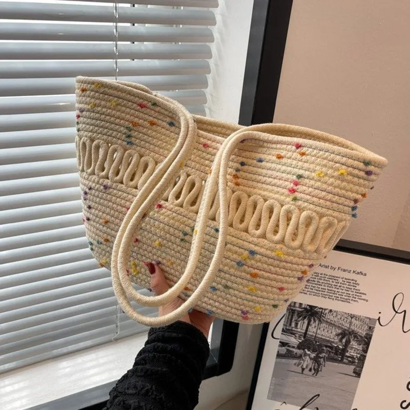 Woman Handbag Straw Bag Women Hand-Woven Handbag  Big Capacity Drawstring Casual Beach Shoulder Crossbody Bag