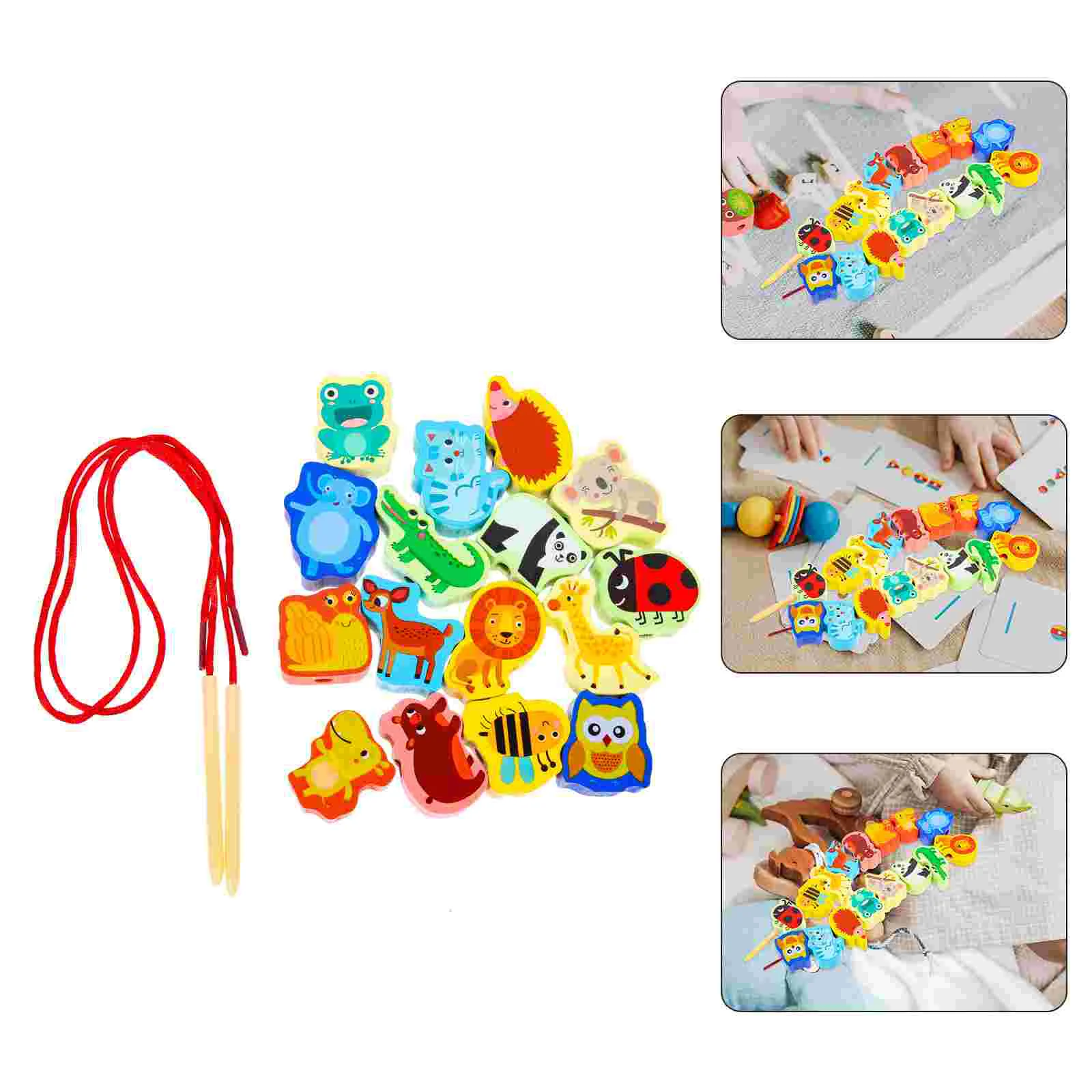 

Rope Toy Threading Beads Toys Intelligent Props Animals Blocks Playthings Wooden Beaded