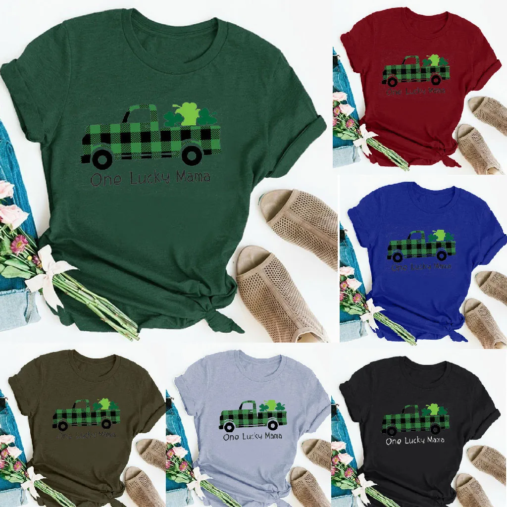 

Women's St. Patrick's Day Print Short Sleeve Round Neck Top T Shirt