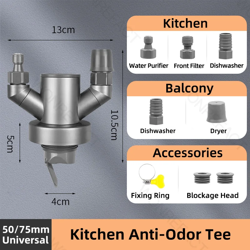 

Соединитель сливной трубы для кухни, держатель сливной трубы для раковины, Y-образный очиститель слива в ванную комнату, многоканальный канализатор с защитой от запаха