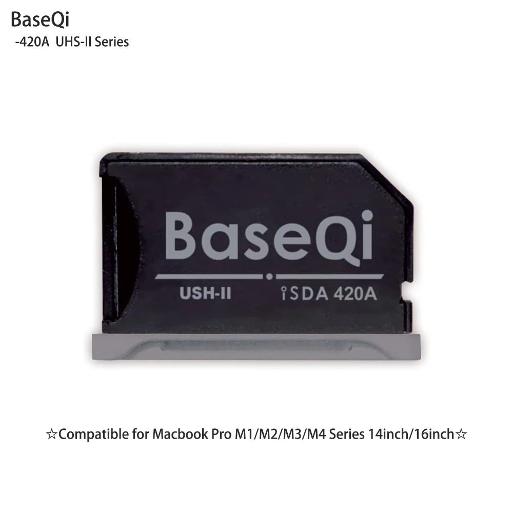 Фото Для MacBook Pro 14 и 16 дюймов серии M4/M3/M2/M1 BASEQI UHS-II алюминиевый адаптер microSD Year2024/23/22/21 №1