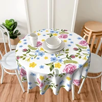 roses yellow blue flower tablecloth round 60 inch waterproof table cover for kitchen home decoration picnic outdoor table cloth