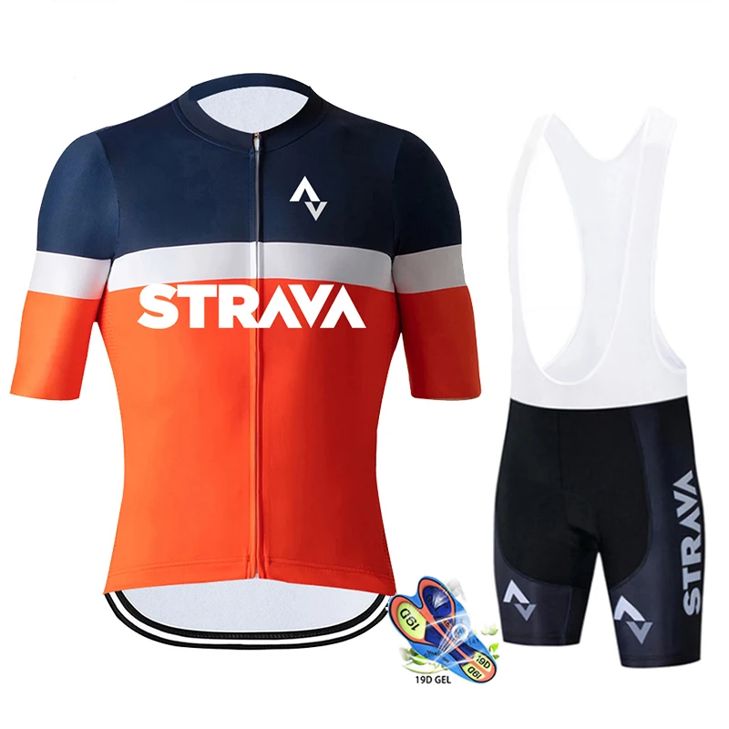 

STRAVA 2022 Summer Cycling Jersey Set Short Sleeve Mountain Bike Uniform Ropa Ciclismo Cycling Maillot Man Cycling Clothing Suit
