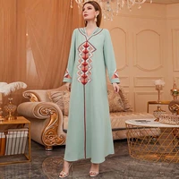muslim dress long sleeve embroidered green hooded urban casual ethnic dress 2022 new kaftan abayas djellaba kaftan moroccan