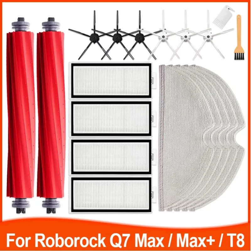 

Main Side Brush Hepa Filter Mop Rags For Roborock Q7 Q7+ Q7 MAX+ S7 Maxv Ultra T8 Robot Vacuum Cleaner Spare Parts
