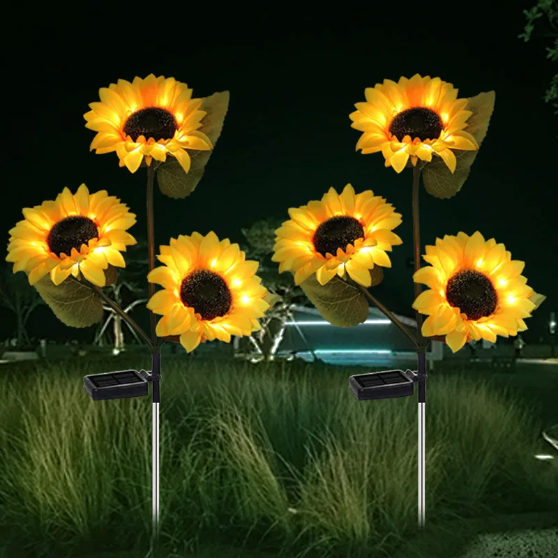 

Sunflower Solar Lights Outdoor Decor with LEDs Sunflower Yellow Flower Light Decorative Waterproof for Patio Lawn Garden Pathway