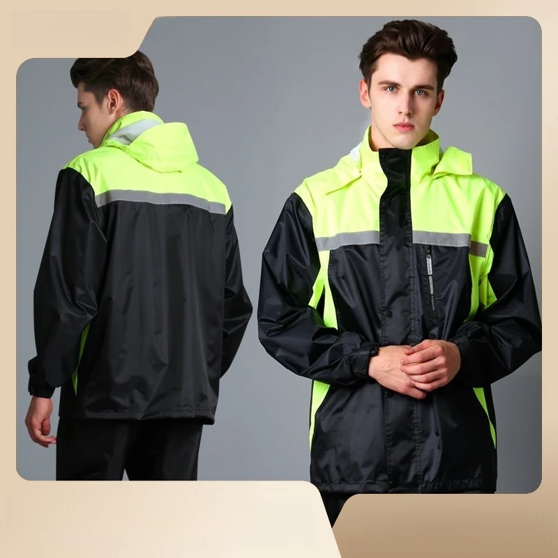 

Stylish Raincoat And Rain Pants Set For Men, Waterproof And Thick Poncho, Suitable For Cycling And Motorcycles