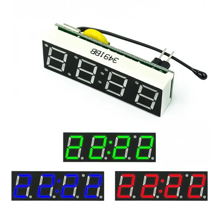 

Red Blue Green 3 In 1 LED R8205T DS1302 Digital Clock Temperature Voltage Module Time Thermometer Voltmeter Board DC 5V-30V