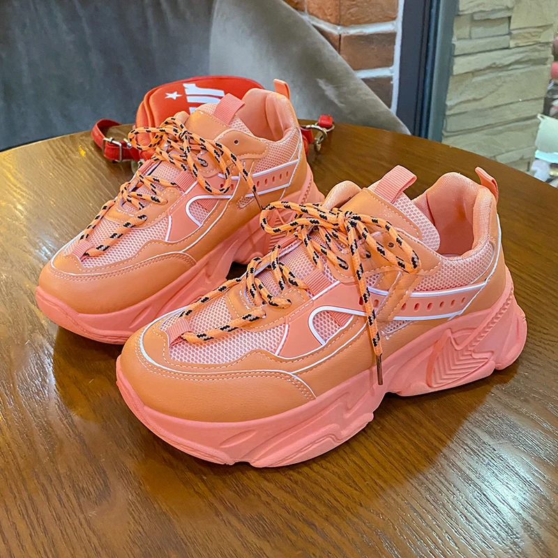 

Women's Sports Shoes 2022 Spring New All-match Comfortable Sneakers Mesh Breathable Round Toe Women Platform Shoes Zapato Mujer
