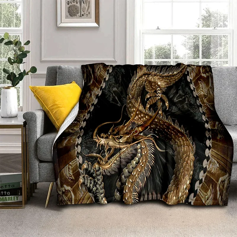 

China dragon custom blanket fashionable warm lightweight blanket Office home Chinese ancient mythology Halloween throw blanket