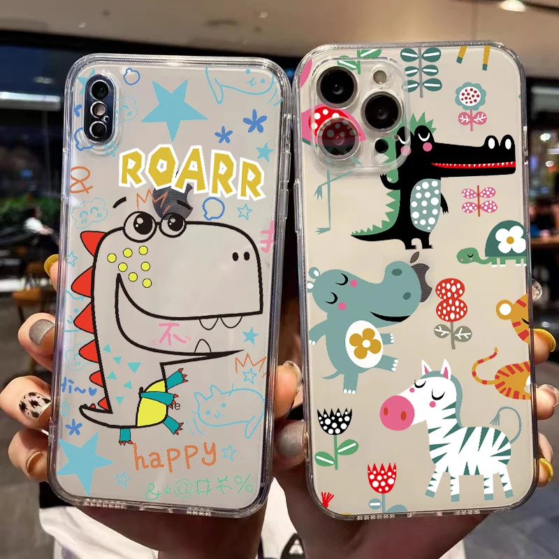 

Cute Animal Dinosaur Phone Case For iPhone 13 12 Pro Mini 11 Pro Max X XR XS Max 6 6S 7 8 Plus Full Protection Shell Shockproof