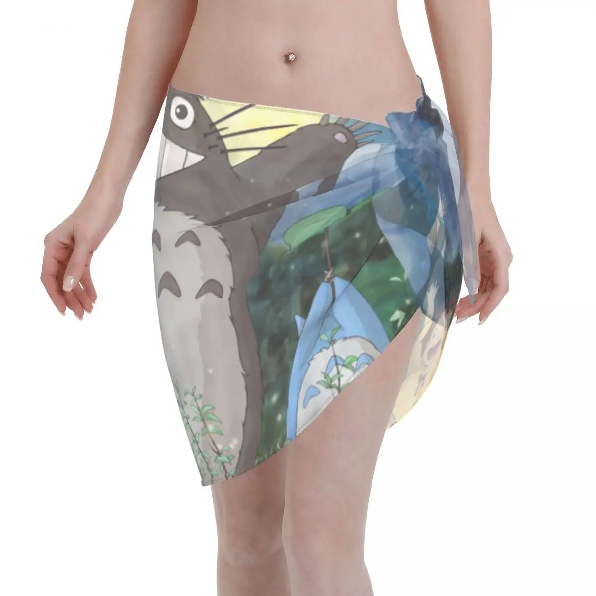

My Neighbor Totoro Short Sarongs Swimsuit Coverups Women Japanese Anime Mei Satsuki Beach Short Skirts Bikini Cover Up