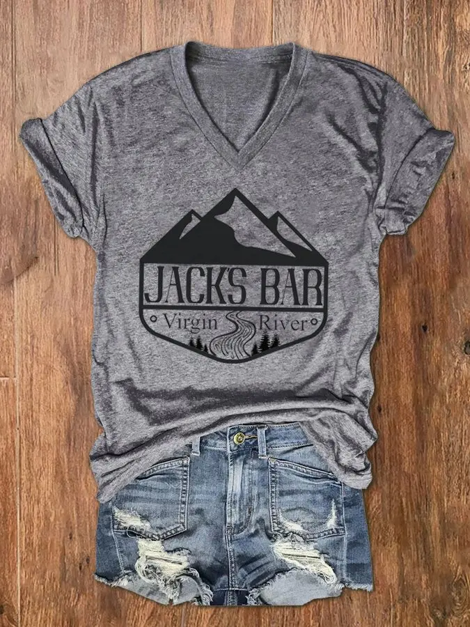 

Women's River Jack‘s Bar Print V-Neck T-Shirt