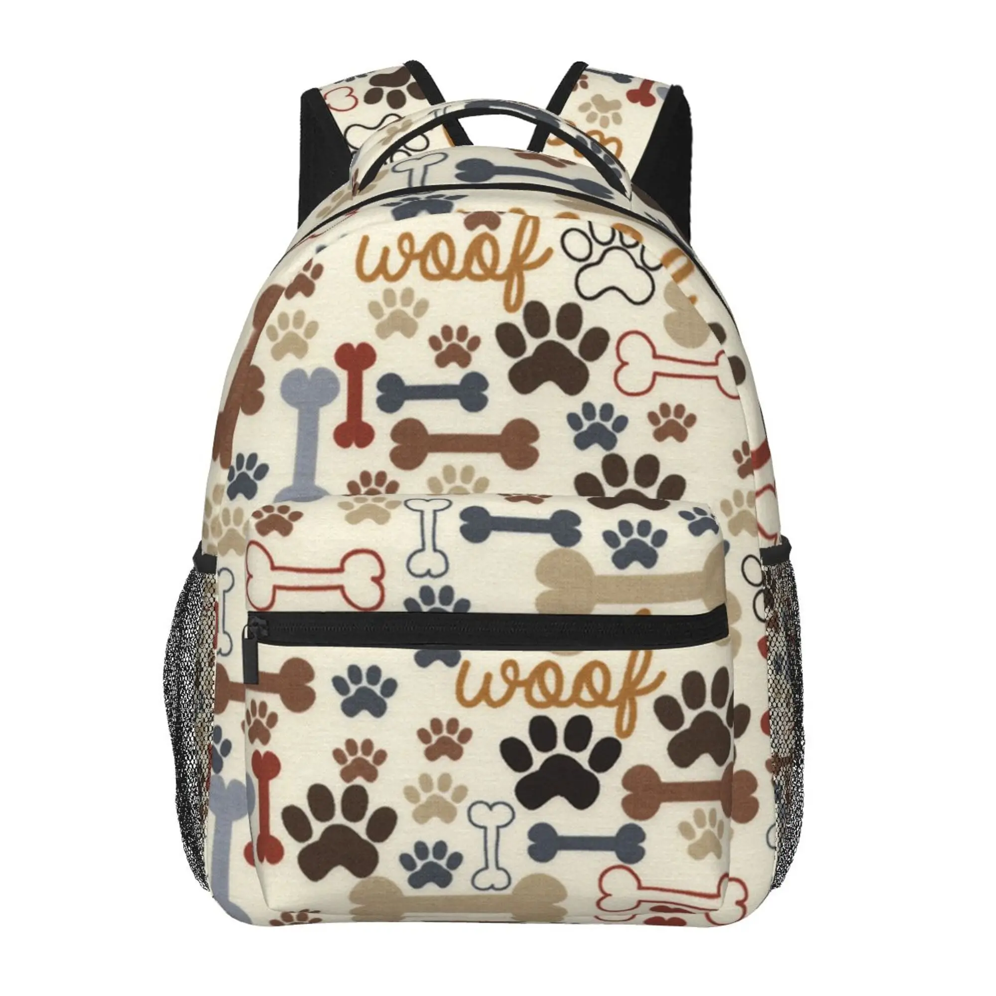 

Dog Bones Paw Prints Premium Backpack Classic Basic Water Resistant Casual Daypack for Travel with Bottle Side Pockets