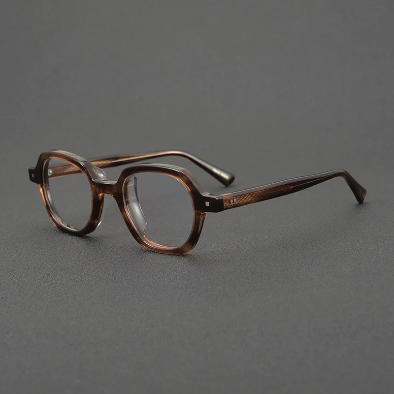 

2023 New high quality fashion retro unisex spliced acetate frame Oval glasses Sturdy Designer brand optical glasses myopia readi