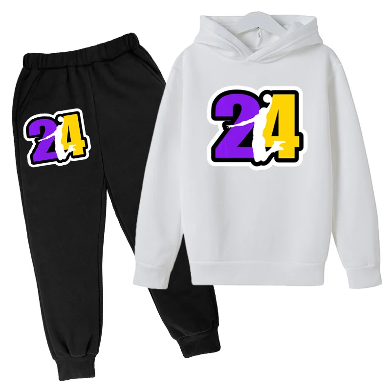 

Баскетбольная толстовка с капюшоном NO:24, спортивный комплект с толстовкой, Детская толстовка на весну и осень + штаны, комплект из 2 предмето...