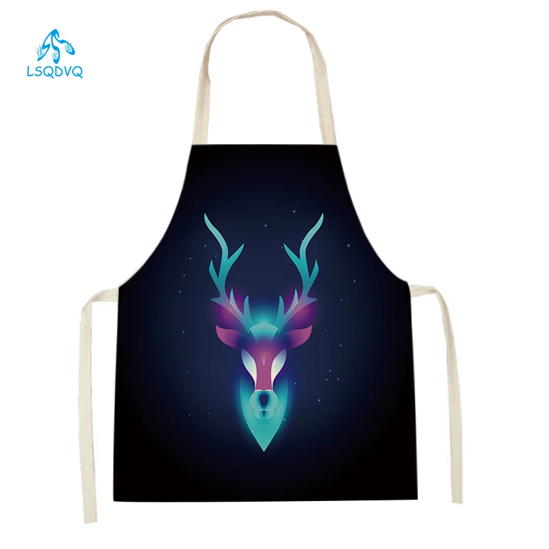

Animal Style Cooking Kitchen Aprons Animal Dog Bear Deer Pattern Home Sleeveless Linen Aprons Lovely Butterfly Antifouling Apron