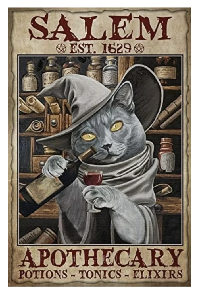 

Halloween Decor Funny Cat Vintage Metal Sign Retro Photo Collage ation for Living For Large Wall 20x30CM