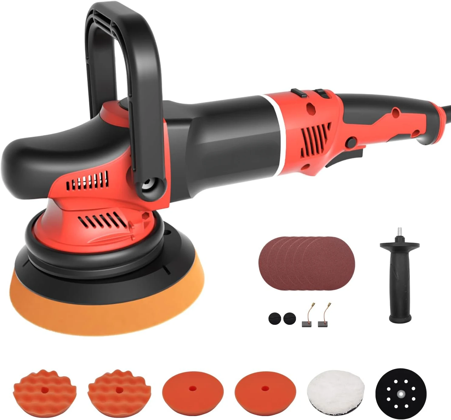 

Buffer Polisher, 6 Inch Daul Polisher, 21MM Random Orbital Polisher with 1200W Motor, Car Waxer Kit with Variable Speed, for Ca