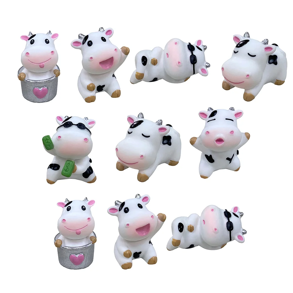 

Cow Car Figurines Figurine Miniature Decor Year Ox Resin New Animals Accessory Animal Microlandscape Decoration Figure Statue