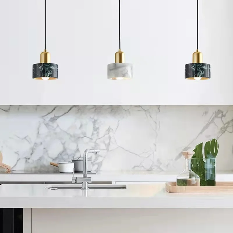 

Luxury Marble Hanging Lights Bedside Store Hotel Bar Decorative Suspended Lamp E27 Green Marble Pendant Light Dining Room