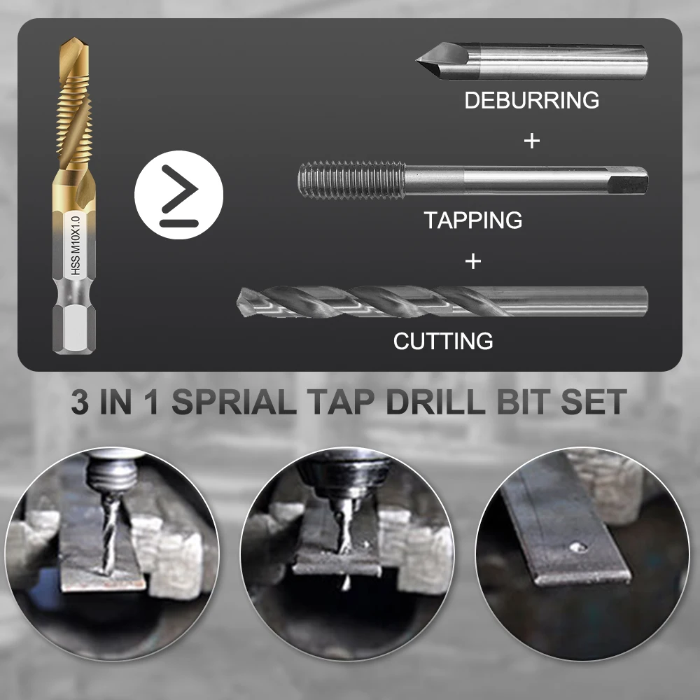 Набор сверл с шестигранным хвостовиком комплект из 3/6 комбинированных насадок