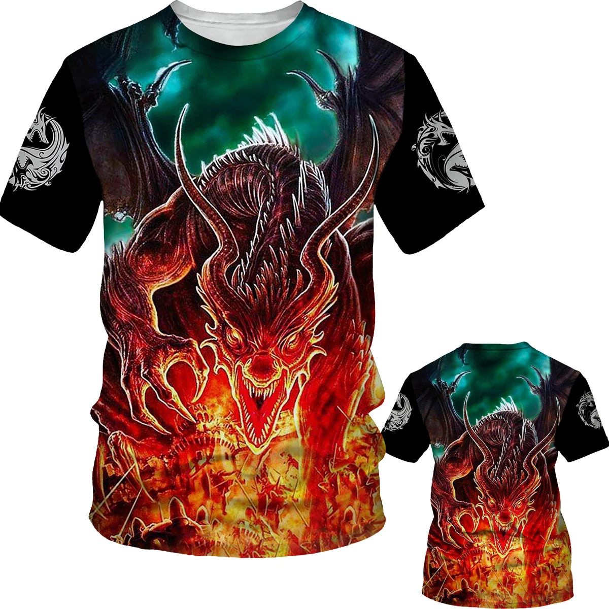 

Summer Fashion New T-Shirt For Man ，3D Printing Anime Cartoon Evil Dragon Pattern , Fashion O Collar Short-sleeved For Man，6XL