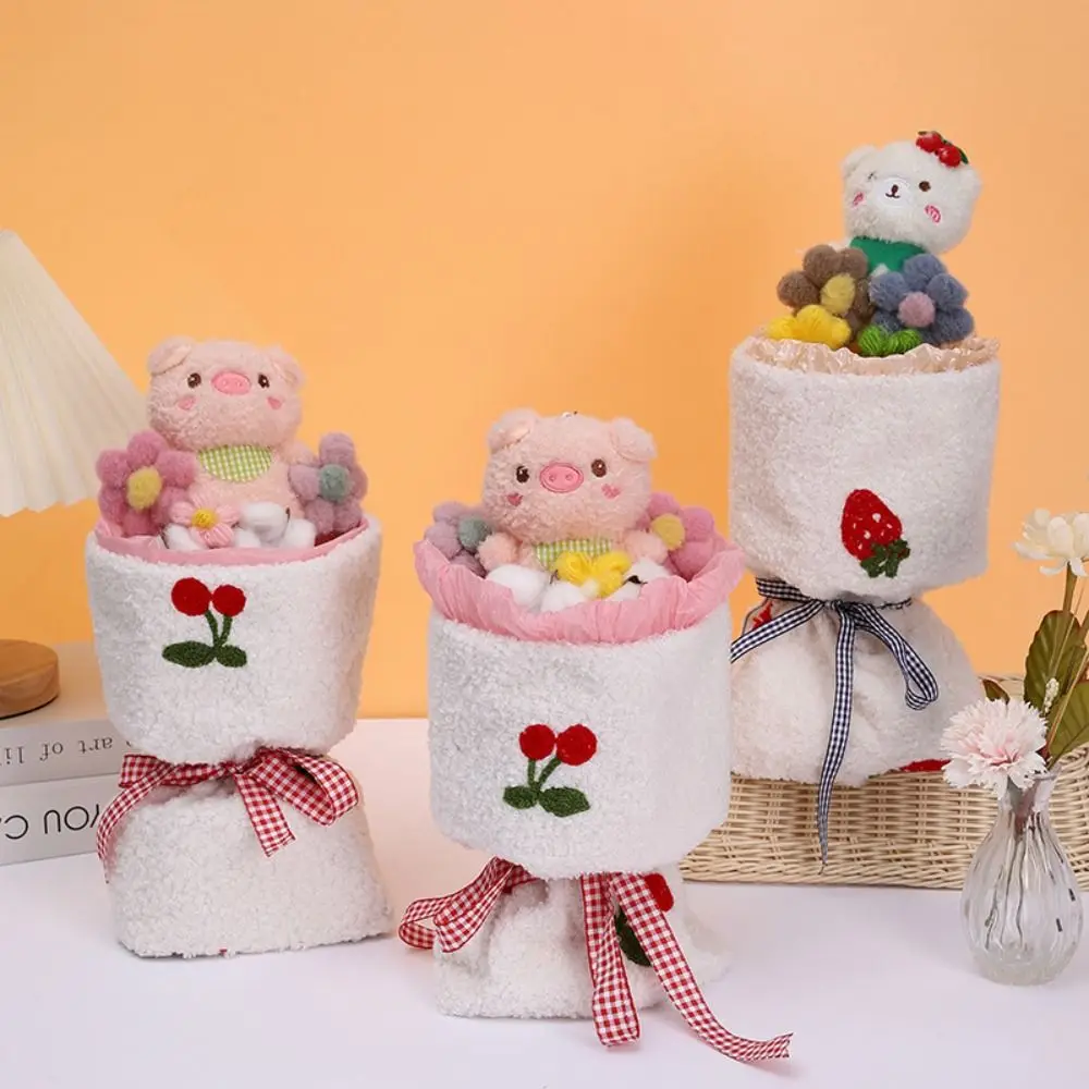 

Мягкая игрушка в подарок, мультяшный цветочный букет с животными, подарок, медведь, плюшевый искусственный кролик, цветочный букет, плюшевые игрушки